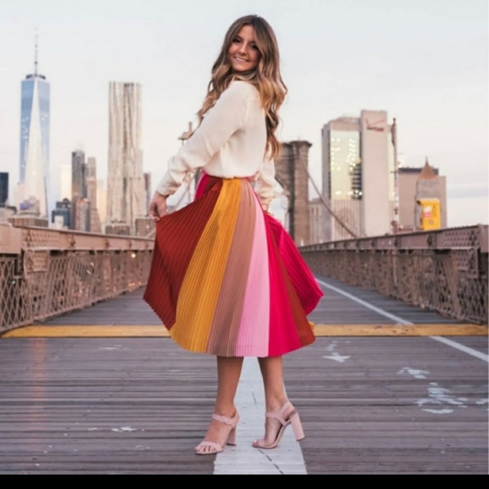 J.Crew Pleated Color Block Skirt